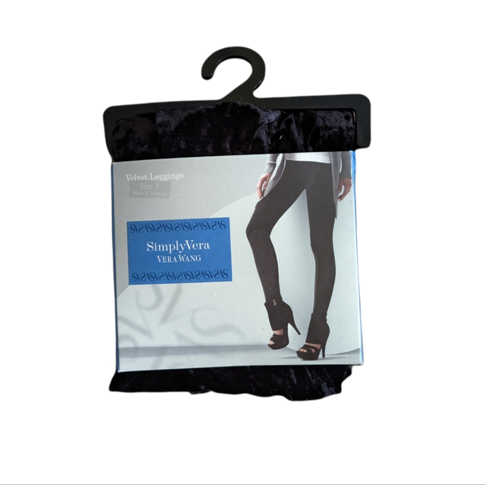 NEW Simply Vera Wang Black Velvet Pull On Dress Leggings Size Small S 4-6 $36